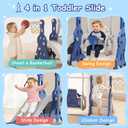 BIERUM 4 in 1 Toddler Slide and Swing Set, Baby Slide for Toddlers Age 1-2, with Basketball Hoop, Indoor Outdoor Toddler Playset Blue