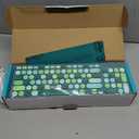 Wireless Keyboard and Mouse Combo, Retro Typewriter Keyboard with Round Keycaps, 2.4GHz USB Cute Wireless Keyboard Mouse for Computer, Desktop (Green)