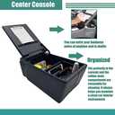 Universal Truck Seat/Bench Contractor Center Console Business Organizer and Storage with Adjustable Cup Holders, Clip Board, and Padded Top Lid for Armrest Back Black