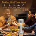 HPUFKOT Portable LED Table Lamp, 3-Levels Brightness Metal Desk Lamp,3 Color Touch Control Rechargeable Lamp, Ideal Bedside Lamp for Nightstand,Bedroom, Living Room (Silver)