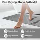 Extra Large Stone Bath Mat, 31.5 x 20" Diatomaceous Earth Mat Diamond Pattern, Super Absorbent Quick Drying Stone Bath Mats for Bathroom, Easy to Clean (Light Grey)