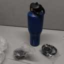 32 oz Water Bottles with Straw & Spout Lid - Keep Cold 48h & Hot 24h Vacuum Slim Metal Insulated Flask Fits in The Car, Bike, Treadmill, Stroller, Golf Cart Cup Holder, Travel Coffee Mug (Navy Blue)