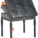 Adjustable Ottoman Pouf, 4 Height Position & 60 Degree Tilt Angle Synthetic Leather Ottomans Foot Stools Stool Pouffe FootStool Under Desk for Living Room Home Office(Black Synthetic Leather)