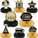 Chinco 8 Pieces Retirement Centerpiece Party Table Decorations Gold and Black Officially Happy Retirement Honeycomb Decorations for Men Women Party Supplies