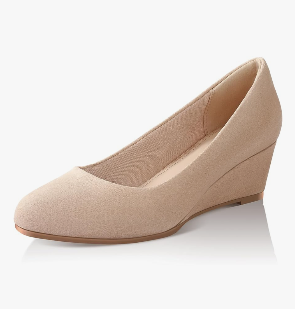 Ankis Black Nude Silver Gold Wedges for Women, Low Heel Women's Wedge Comfortable Closed Toe Women Pumps Dress Shoes -2Inch, Size: 6