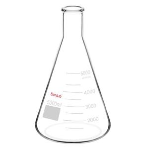 stonylab (1 Pack 5000 ml Narrow Mouth Erlenmeyer Glass Flasks with Heavy Duty Rim, 5000 ml (5000ml)