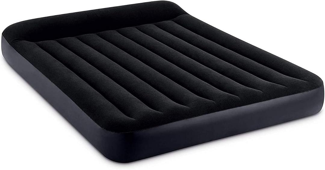 INTEX 64149ED Dura-Beam Standard Pillow Rest Air Mattress: Fiber-Tech Queen Size Built-in Electric Pump 10in Bed Height 600lb Weight Capacity