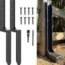 IRONBABE Fence Post Repair Kit - One-Piece Steel Anchor Stakes to Quick Fix Broken/Leaning 4x4/6x6 Wood Posts (Thickened 11-Gauge, 2-Pack) (AS1-2Pack 35.18x7.06x3.18", Black)