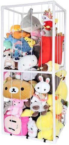 TNAMASUN Stuffed Animal Storage for Children-PVC Plush Storage Organizer Shelf with Elastic Cord for Birthday Gift for Toddler Baby Kid, Play Room Decor Corner