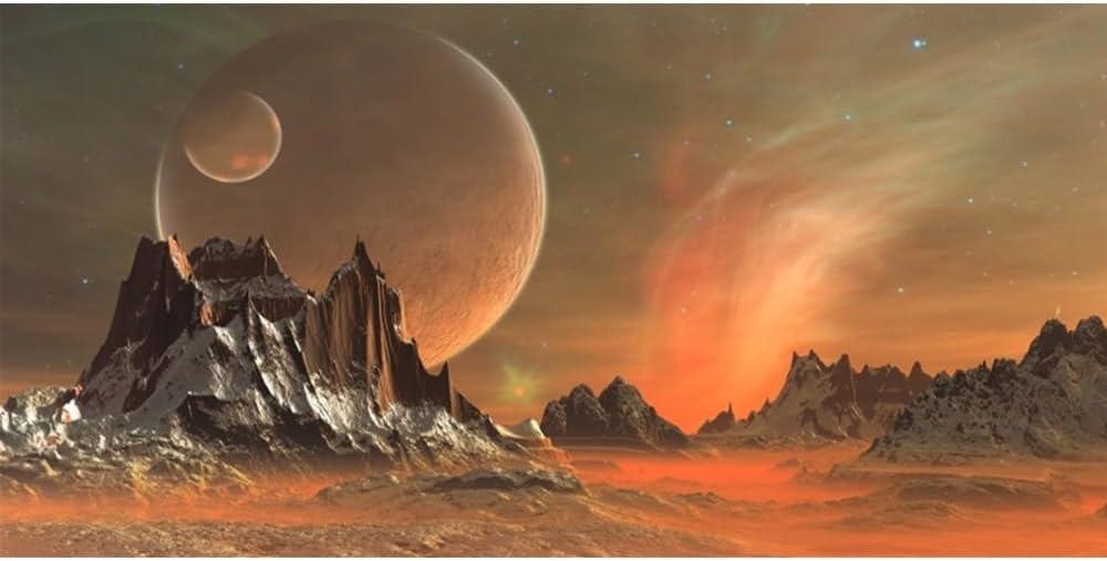 Renaiss 10x5ft Alien Planet Surface Scenery Backdrop Dessert Stone Mountains Mars Moon Landscape Photography Background Science Fiction Outer Space Theme Party Decor Galaxy Universe Photo Booth Props