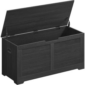 VASAGLE Storage Chest, Storage Bench with 2 Safety Hinges, Farmhouse Style, 15.7 x 39.4 x 18.3 Inches, for Entryway, Bedroom, Living Room, Charcoal Gray ULSB061B01