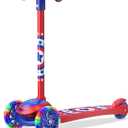 3 Wheel Scooter for Kids, Smooth Light Up LED Front Wheels, Wide Anti Slip Deck, Rear Foot Brake, Easy Lean to Steer Maneuvering, Indoor & Outdoor Ride On Toys for Ages 2 Up,