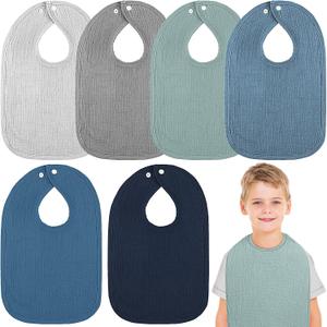 Toulite 6 Pack Muslin Baby Bibs Baby Bandana Drool Bibs Cotton for Unisex Boys Girls Soft Absorbent for Teething and Drooling (Dark Colors)