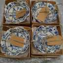 SiliFine 12 Pcs Wedding Favors for Guests Small Ceramic Bowl Bulk Gifts Set 3.3 Inch Floral Design Mini Dipping Sauce Dish with Card Box for Bridal Pooja Baby Shower Birthday (Flower,Blue)