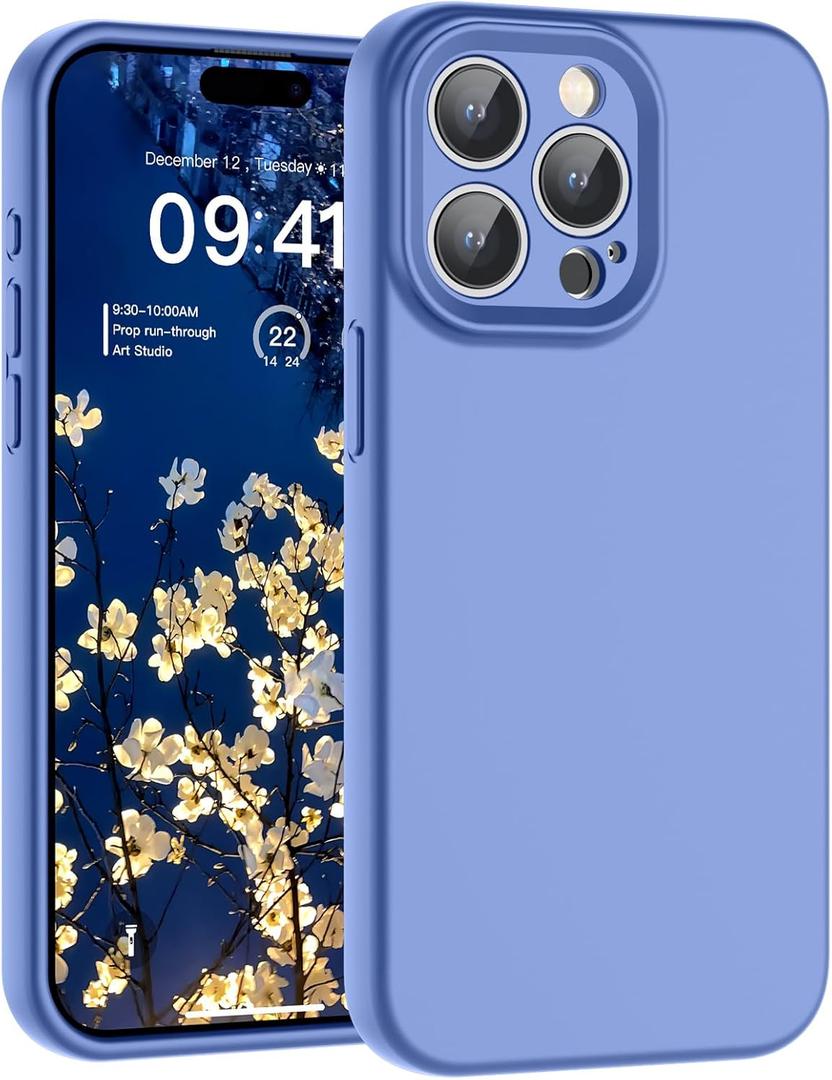 SUPFINE Designed for iPhone 15 Pro Case,Premium Liquid Silicone with [Soft Anti-Scratch Microfiber Lining][Upgraded Camera Protection] Slim Shockproof Phone Case for Men Women Girls,Periwinkle