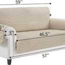 CUCRAF Non Slip Quilted Sofa Cover, Water Resistant Slipcover Furniture Protector for 2 Cushion Sofa Pet Friendly, Washable Couch Cover with Adjustable Elastic Straps (Medium Loveseat, Beige)
