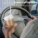 Ziliny 50 Pack 18 oz Clear Plastic Cups with Sip Lids & Straws, Disposable Pet Crystal Iced Coffee Cups with Lids for Coffee Smoothie, Milkshake, Cold Drinks