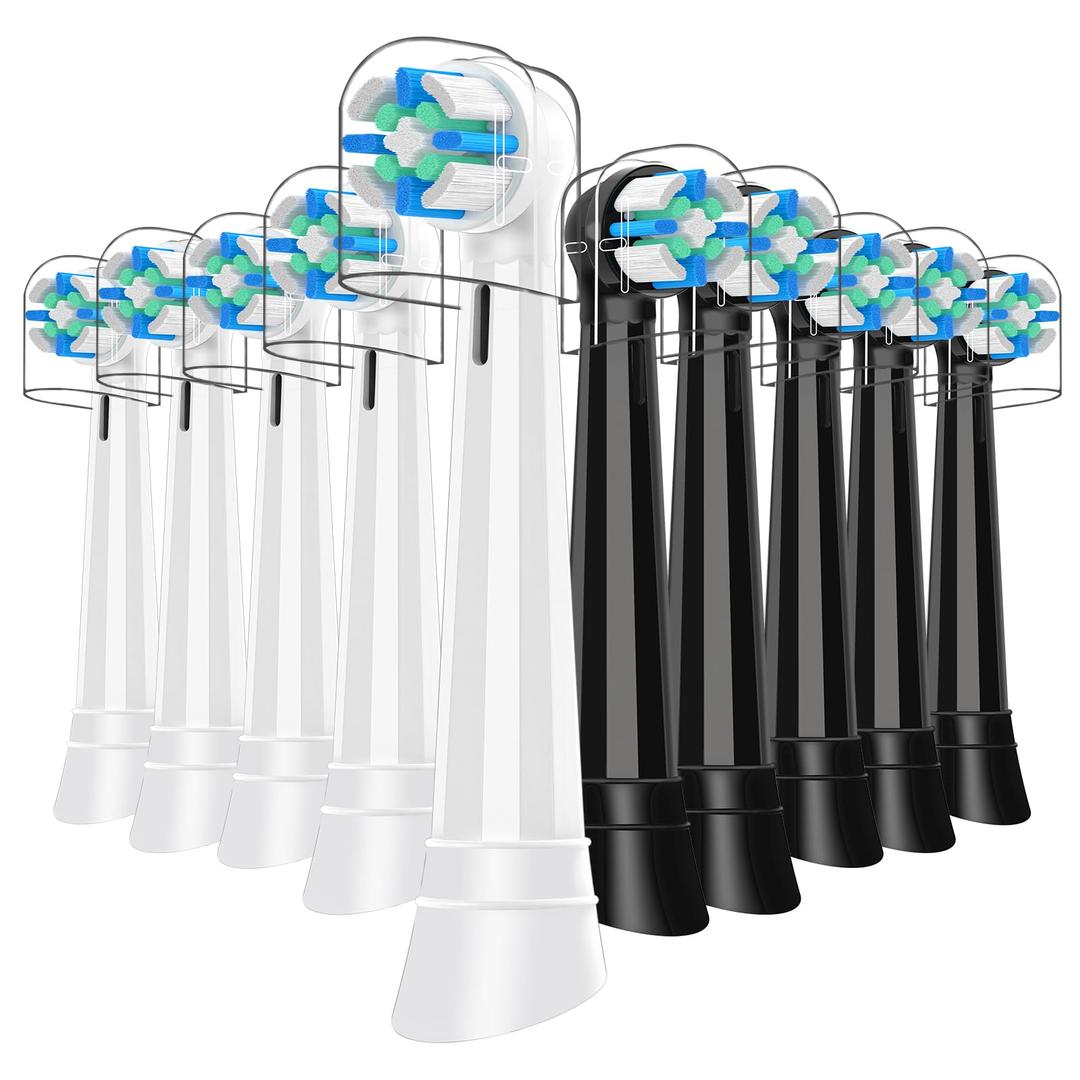 10 Pcs IO Replacement Brush Heads Compatible with Oral B IO 2/3/4/5/6/7/8/9/10/Deep Clean Series Electric Toothbrushes, Toothbrush Heads Compatible with Oral B IO (Black/White)