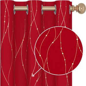 Deconovo Blackout Curtains - Thermal Insulated, Noise-Reducing Window Drapes for Bedroom, Living Room -2 Panels, Red, 42W x 54L