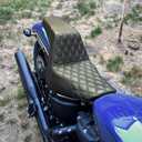 Motorcycle Driver Passenger Seat Fit For Harley Softail Street Bob FXBB FXBBS 2018-2025 Softail Standard FXST 2020-2025 (Blue Stitching)