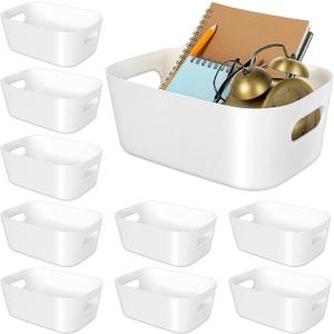 Kifmurase 10Pcs Plastic Storage Bins, Small Pantry Baskets for Organizing, Organizer Basket Bins for Shelves, Cupboard box and Bathroom Organizer for Home, Cupboard, Kitchen, Bathroom, Office