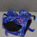 Yonique Women Two Piece Bathing Suits Push Up Bikini Set Halter Swimsuit Vintage Swimwear (Medium, Purple Blue Leaves)