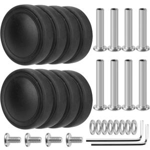 Luggage Wheels Replacement OD 60mm, 8pcs Rubber Double-Row Mute Suitcase Caster Parts, Wear Resistant Repair for Travel, EA37 (Black)