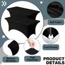 Trlyc 2 Pack 6FT Spandex Table Cloth - 72 x 30 Inch Rectangular Stretch Tablecloth, Wrinkle Resistant Scretch Table Cover for Wedding, Party, Banquet, Picnic, Outdoor Decoration (2Pcs,Black)