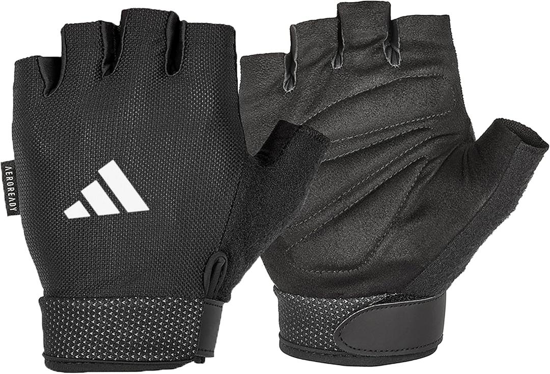 adidas Essential Training & Weightlifting Gloves, Fingerless Workout Gloves (Small, White)
