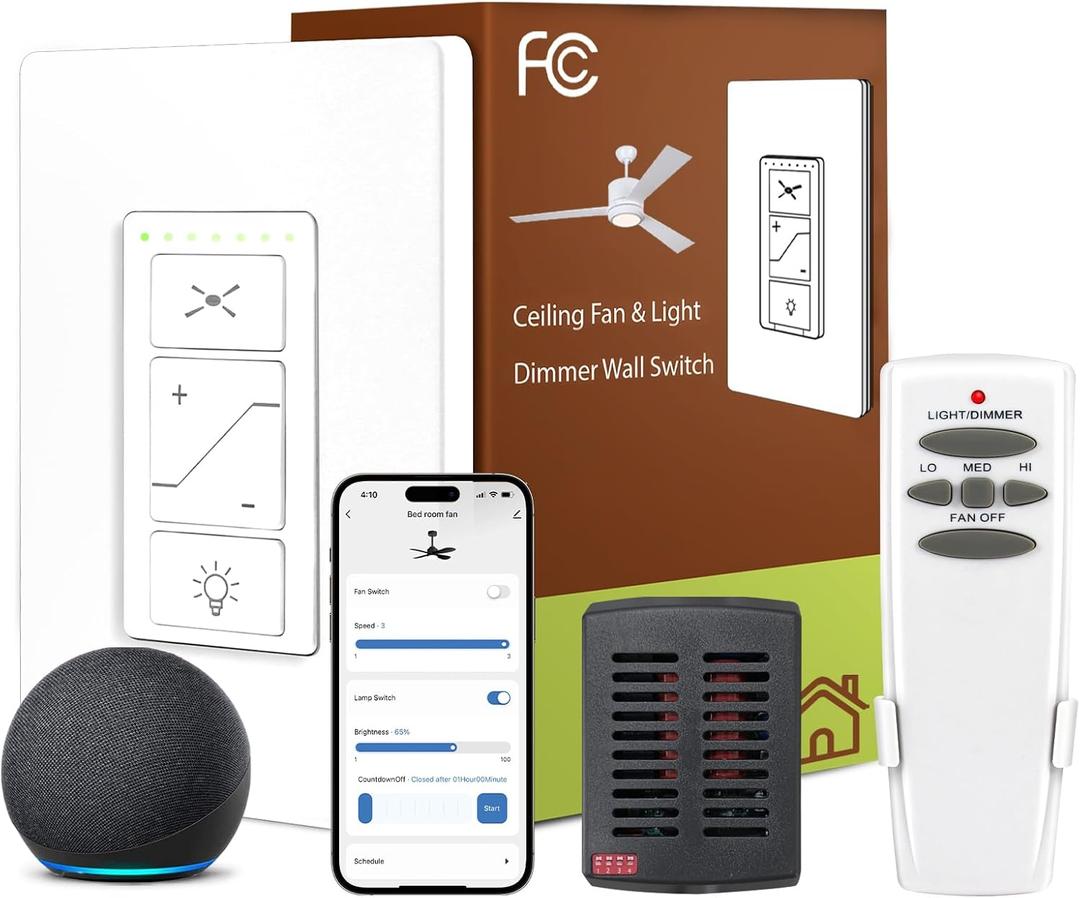 Ceiling Fan Remote Control Kit, Universal Smart WiFi Ceiling Fan Remote Control Kit for Hunter/Harbor Breeze/Westinghouse/Honeywell/Other HD5 Ceiling Fan Compatible with Alexa