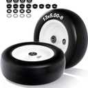 13x5.00-6 Flat Free Lawn Mower Tire and Wheel with 3/4" bearing bore, with 5/8” Extra Bearings & Adjustable Spacers, for Riding Mower, Lawn Tractor, 500 lbs Capacity, 2-Pack