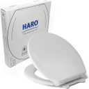HARO | ROUND Toilet Seat | Heavy-Duty up to 550 lbs Capacity | Slow-Close-Seat | Quick-Release & Easy Clean, Fast-Fix-Hinge, No-Slip Bumpers, White | Advanced (PP) | 16.5" x 14.5" x 2.32"
