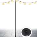 Outdoor String Light Pole, 10 FT Heavy Duty Hanging Light Stand Pole for Outside Hard Soil Wood Backyard, Patio, Christmas, Wedding, Party (1 Pack)