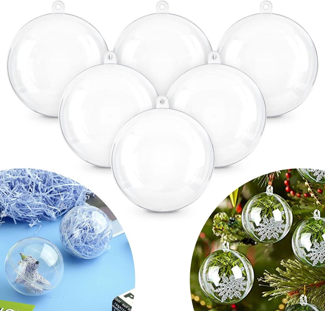 20pcs 3.14''/80mm Christmas Balls Clear Plastic Fillable Baubles Ball for Christmas Tree Ornaments Hanging Pendants Wedding Party Christmas Decorations Navidad.
