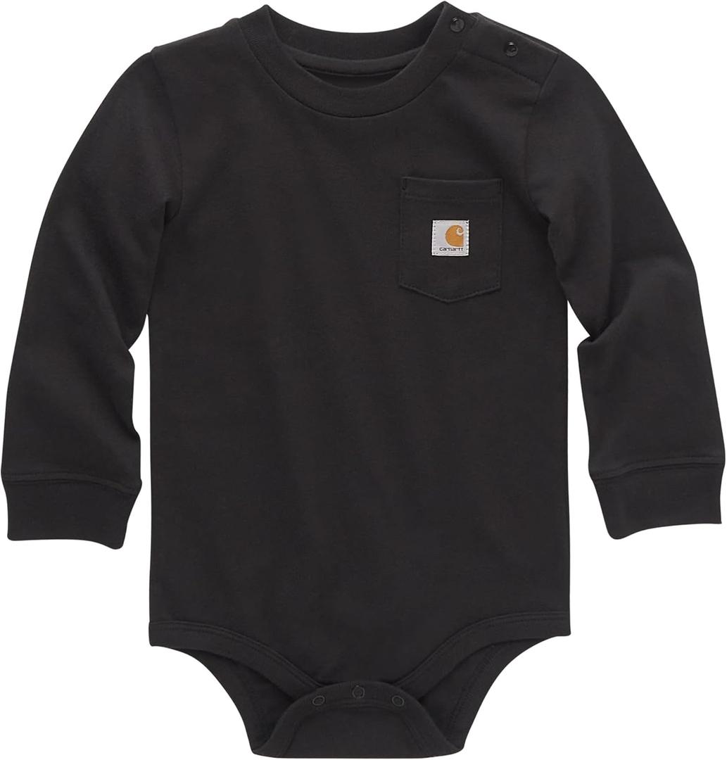 Carhartt Long-Sleeve Pocket Bodysuit (12 Months, Caviar Dark Black)