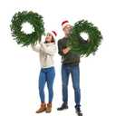 Real Touch Norfolk Pine Christmas Wreath 24IN Soft, Lifelike Artificial Pine Wreath for Indoor & Outdoor Holiday Decoration, Durable and Reusable for Front Door, Wall, and Fireplace, Green