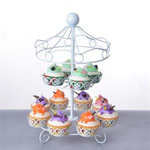 ASkinds Carousel Cupcake Stand Dessert Serving Tray, 12-Cups Iron Cake Display Rack Cupcake Stand for Carnival and Circus Theme Party Wedding Party Furnishing Accessories (White)