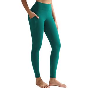 RUNNING GIRL Leggings with Pockets for Women,High Waist Athletic Yoga Pants with Tummy Control Buttery Soft (Green, XXL)