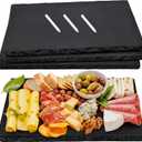 MAPRIAL Slate Cheese Boards, 4 Pack 15 x 10.2 Inch Large Charcuterie Boards Black Stone Plates Serving Tray for Party, Sushi, Wedding, Laser Engraving, Meat, Christmas, Home, Kitchen, Gifts