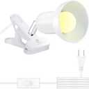 RONG&LAN LED Metal Clip On Light Clip on Lamp for Desk, 360 Adjustable Clamp Reading Light for Bed, Eye-Friendly Book Night Light for Desk Bed Table Dorm Room Bedroom Office Reading SUN-88 White