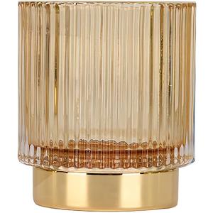 DASITON Makeup Brush holder Organizer, Crystal Cosmetic Makeup Brush Glass Brushes Storage Holder, Vintage Make Up Brush Cup Pen Pencil Holder striped vase(Coffee S)