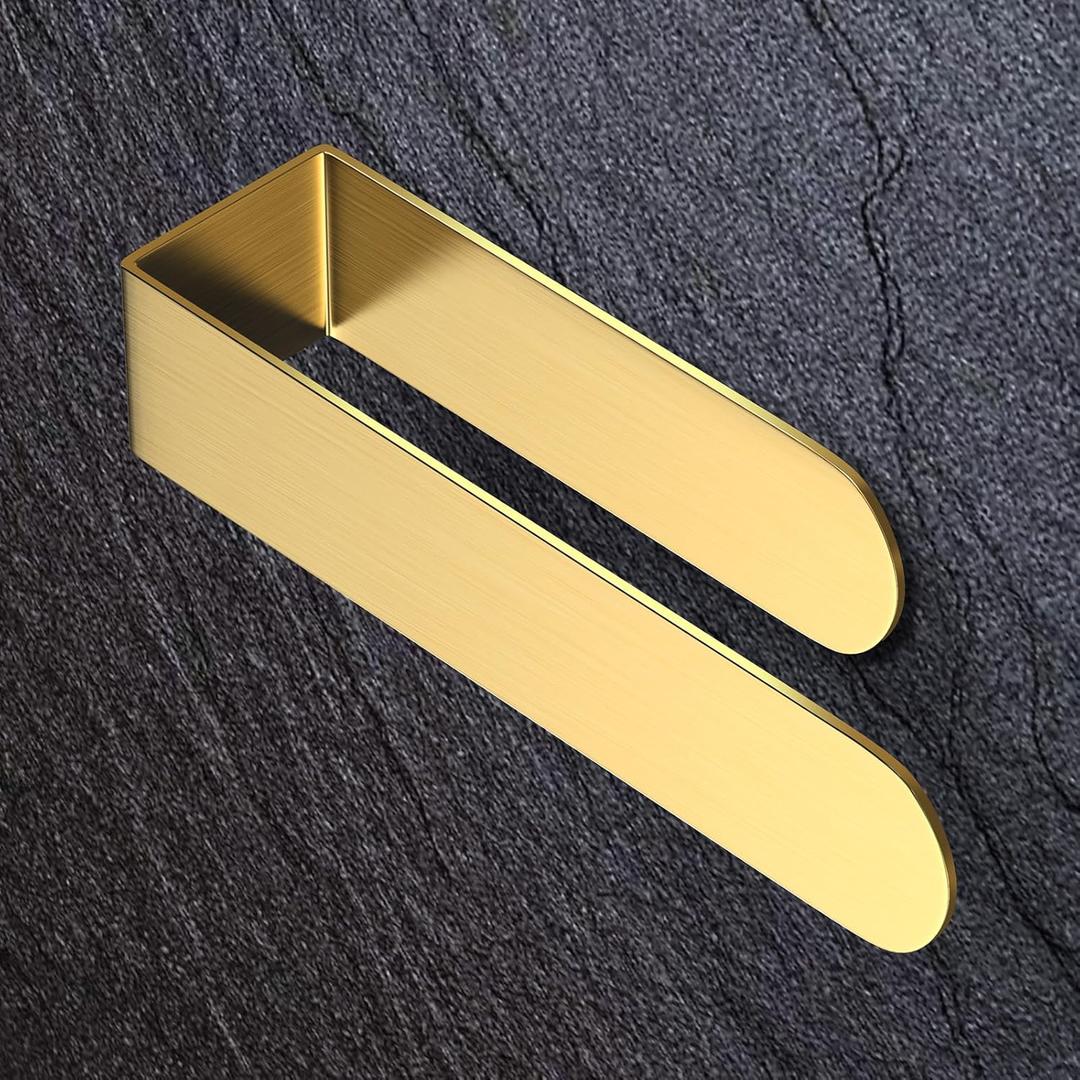 HUFEEOH Adhesive Hand Towel Holder, Kitchen Towel Hanger Towel Bars Wall Mounted, Stainless Steel Bath Towel Holder for Bathroom Hotel Kitchen (8 inch, Gold)