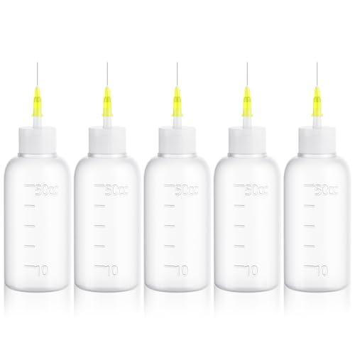 FJNATINH 50cc Glue Squeeze Bottle, Precision Tips Applicator Bottles, 5 Pack