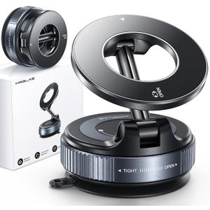 MRGLAS 2026 Upgraded Vacuum for Magsafe Car Mount, Phone Holders for Your Car Ultra Magnetic, 360 Adjustable Suction Cup Truck Golf Cart Accessories for Men Women,for iPhone 17 16 15 14 13 12 Pro Max (Black)