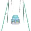 Multifunctional Toddler Swing, Foldable Baby Swing Outdoor & Indoor Use, Easily Installable and Storable (Blue)