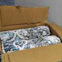 9' x 12' Washable Area Rug - Low Pile Soft Vintage Indoor Rug for Living, Dining or Bedroom - Lightweight Carpet with Non-Slip Backing - Foldable for Easy Placement, Ocean Blue