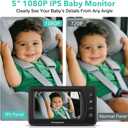 5'' Baby Car Camera with NO.1 Night Vision, USB Powered, Mirror/Normal Mode, 1080P IPS Crystal-Clear Car Baby Monitor With Brightness Setting & 3X Zoom, infant Backseat Camera, S100U, 5inch Black