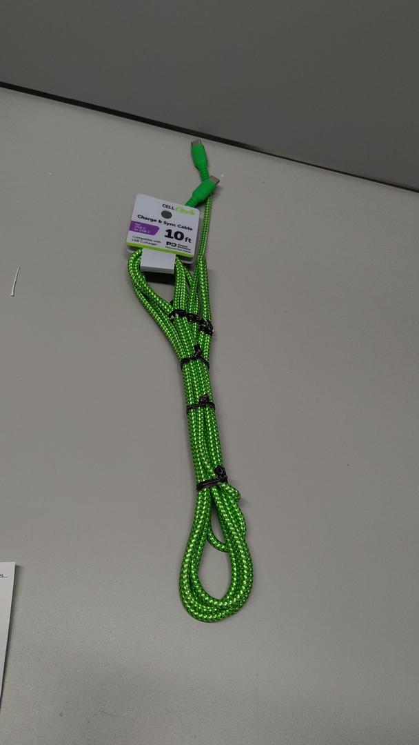 CellCandy USB 10 Ft C to C Braided Cable Green