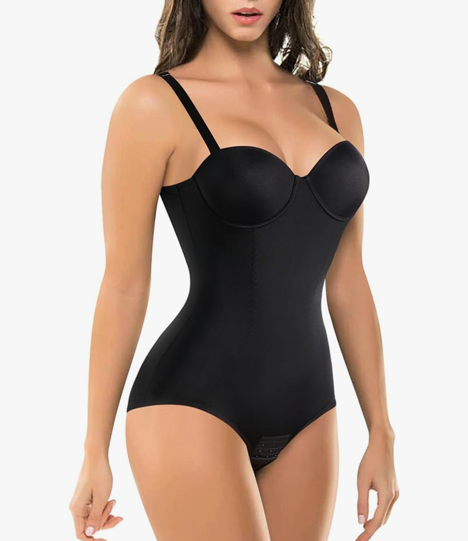 BRABIC Bodysuit Shapewear for Women Tummy Control Dress Backless Bodysuit Tops Body Shaper with Built-in Bra, Large