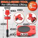 Furniture Lifter Tool & Furniture Moving Sliders Set 360 Rotating Wheels Up to 220 lbs, Refrigerator Movers Sliders with Smooth Glide, Non-Scratch Design for Hardwood Floors, Home & Office Appliances